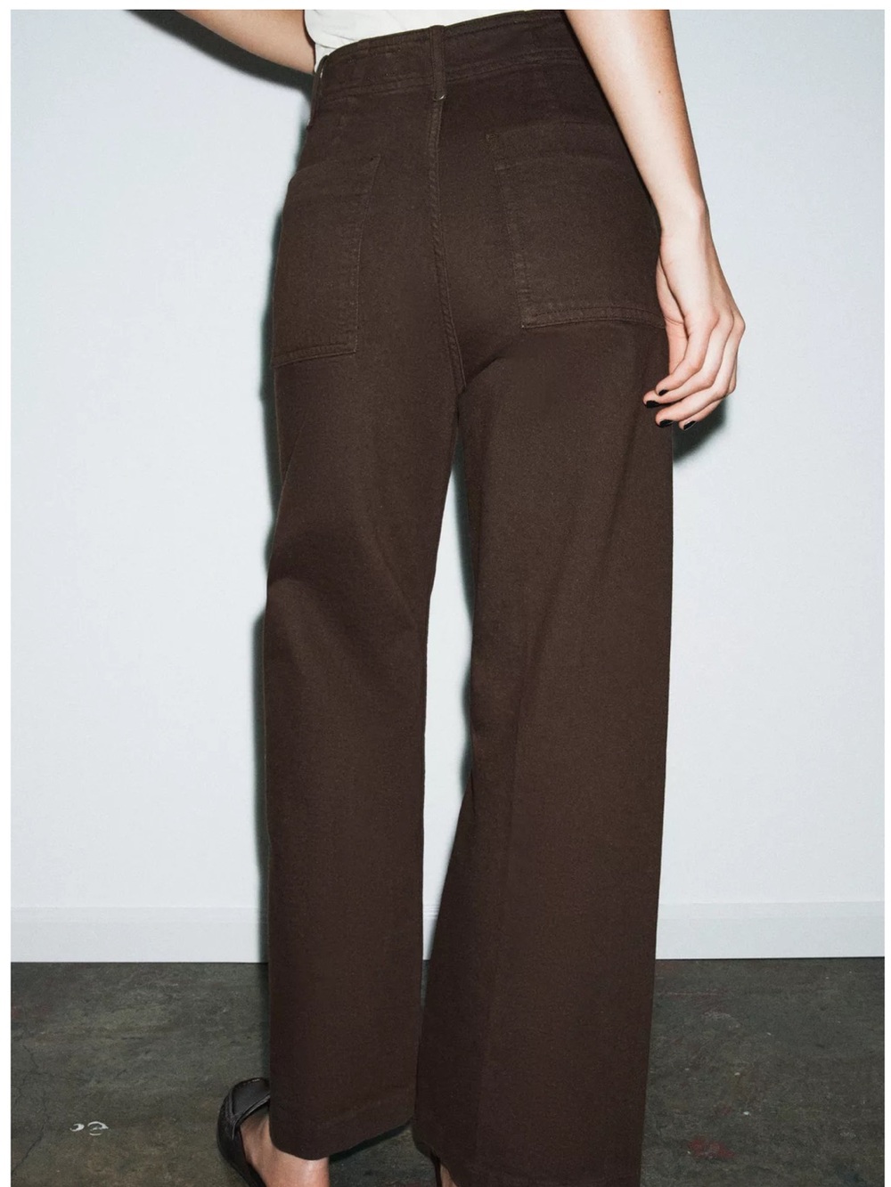 🔸NWT🔸Zara ZW Collection High Waist Wide Leg Jeans in brown - Picture 15 of 15